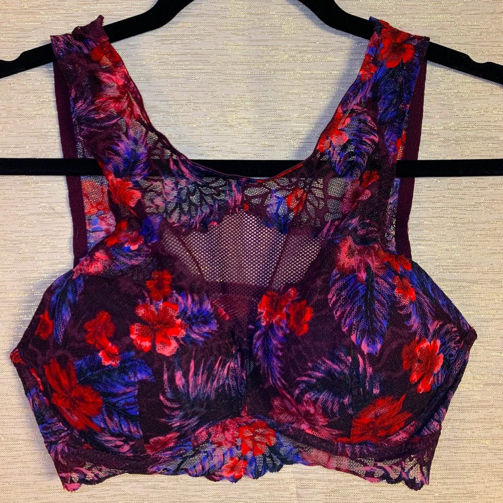 VS Pink Floral Tropical Halter Bralette Small NWOT